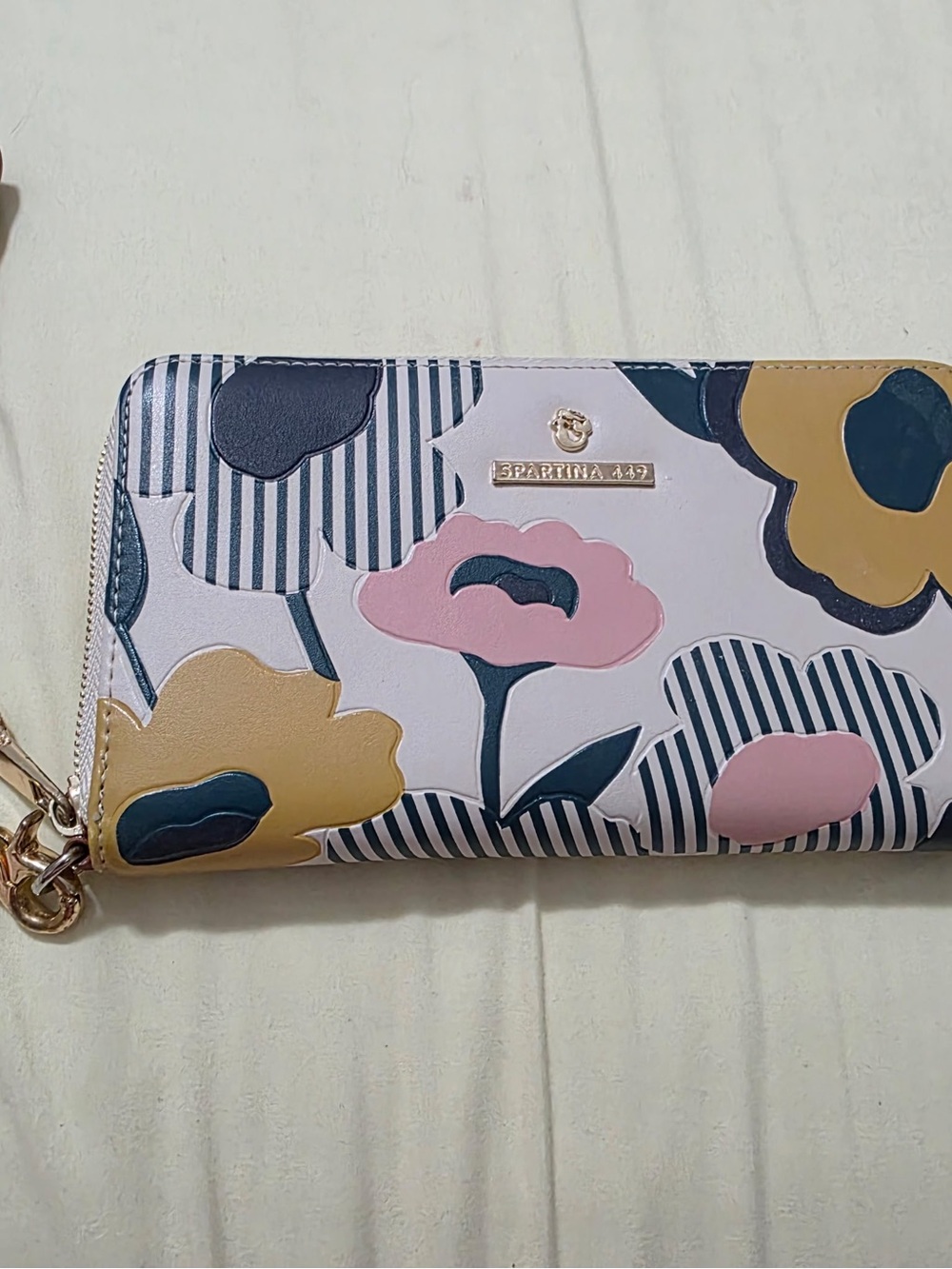 Spartina 449 Floral Zip Wallet wristlet in Pink, Navy & Mustard